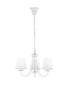 Πολυέλαιος Τρίφωτος Ø52xH150cm Μέταλλο Λευκό Ματ -Αμπαζούρ Υφασμάτινα Trio Lighting Cortez 110600331