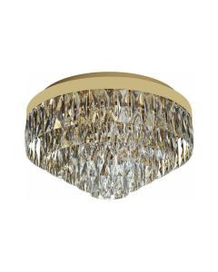 Φωτιστικό Πλαφόν Οροφής Ø78xH38,5cm Δεκαεξάφωτο 16xE14 Χρυσαφί -Διάφανα Κρύσταλλα Eglo Valparaiso 39459