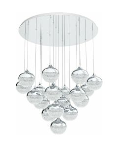 Κρεμαστό Φωτιστικό D81xH200cm LED 18x3,1w 3000K 460lm Χρώμιο-Λευκό Eglo Mioglia 39528