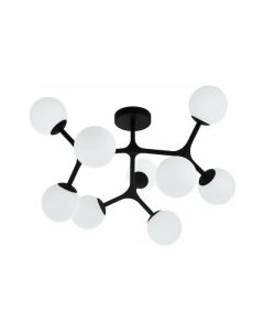 Φωτιστικό Πλαφονιέρα Οροφής D73,5xH42cm 9xG9 Μέταλλο Μαύρο Γυαλί Οπάλ Eglo Maragall 39532