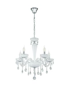 Πολυέλαιος Πεντάφωτος Ø59xH130cm 5xE14 Χρωμέ-Κρύσταλλο Λευκό Eglo Carpento 39113