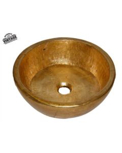 Νιπτήρας Vintage Επιτραπέζιος Ø45*15 εκ.Χρυσό Μεταλλικό Travertino Glafki 90049