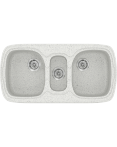 Νεροχύτης Κουζίνας Συνθετικός 97x51cm Ένθετος σε ερμάριο 100cm τρεις γούρνες Sanitec Classic 303-01-Granite-White