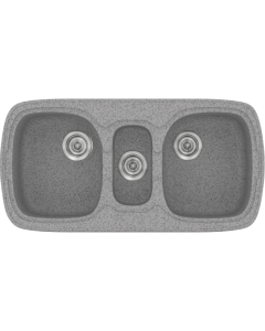 Νεροχύτης Κουζίνας Συνθετικός 97x51cm Ένθετος σε ερμάριο 100cm τρεις γούρνες Sanitec Classic 303-04-Granite-Grey