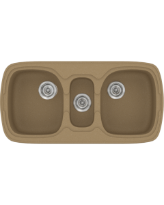 Νεροχύτης Κουζίνας Συνθετικός 97x51cm Ένθετος σε ερμάριο 100cm τρεις γούρνες Sanitec Classic 303-16-Metallic-Coffee