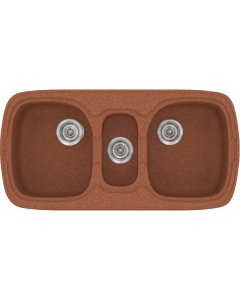 Νεροχύτης Κουζίνας Συνθετικός 97x51cm Ένθετος σε ερμάριο 100cm τρεις γούρνες Sanitec Classic 303-20-Granite-Terracotta