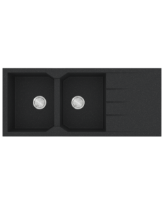 Νεροχύτης Κουζίνας Δύο Γούρνες & Ποδιά 116x50cm Ένθετος Ερμάριο 80cm Sanitec Ultra Granite 800-36-Grafite