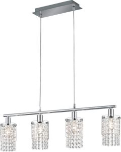 Φωτιστικό Κρεμαστό σε Ράγα 80xΥ150εκ. Τετράφωτο 4xE14 Μέταλλο Χρωμέ-Διάφανο Γυαλί Trio RL Posh R30764006