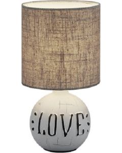 Λαμπατέρ Επιτραπέζιο "Love" Ø16,5*31 εκ. Βάση Κεραμικό Καπουτσίνο / Υφασμάτινο Αμπαζούρ Trio Esna R50661025