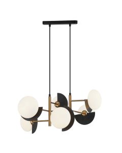 Φωτιστικό 6xG9 L620xH1810mm Μαύρο-Μπρονζέ Γυαλί Οπαλίνα Darcy Viokef 4292200