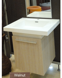 Σετ Έπιπλο Μπάνιου-Νιπτήρα 40 εκ. τύπου Corian- Καθρέπτης με πλαίσιο αλουμινίου 40*100 εκ. Χρώμα Walnut (Καρυδιά) FT21.040.006W