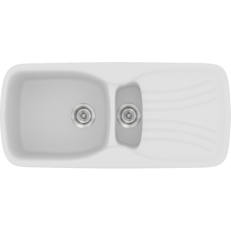 Νεροχύτης Κουζίνας 97x51cm Ένθετος Ερμάριο 60cm Συνθετικός Sanitec Classic 309-00-White