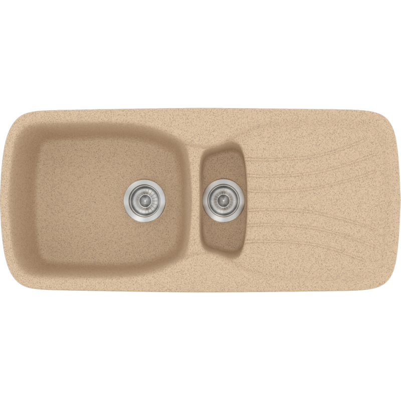 Νεροχύτης Κουζίνας 97x51cm Ένθετος Ερμάριο 60cm Συνθετικός Sanitec Classic 309-10-Granite-Beige