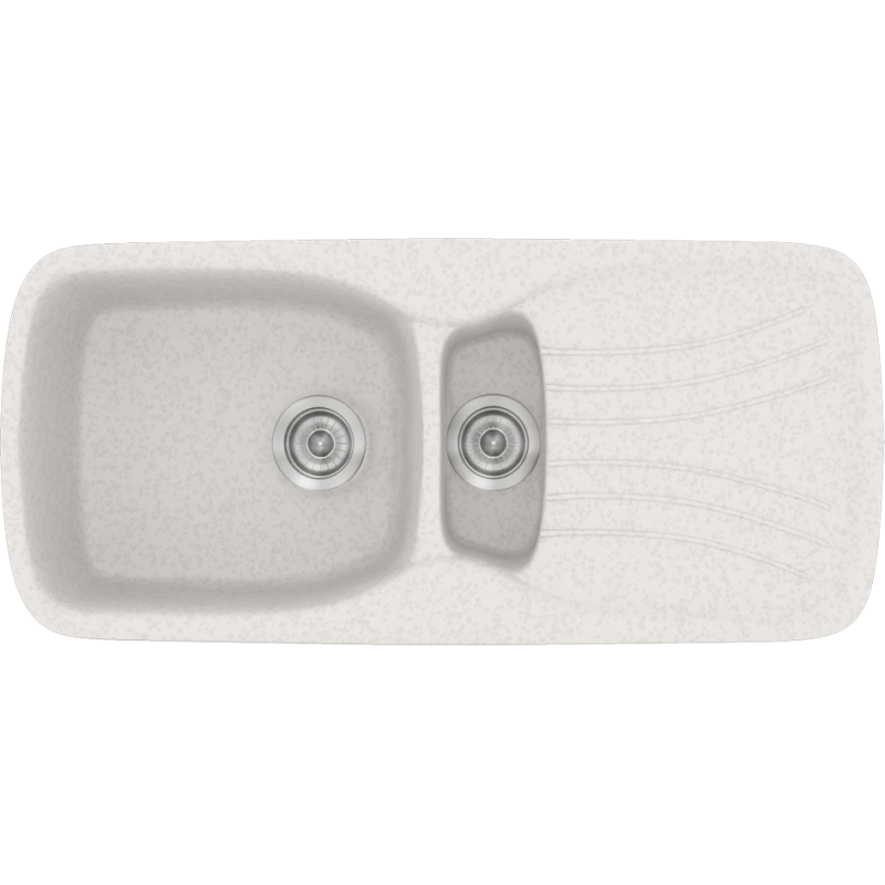 Νεροχύτης Κουζίνας 97x51cm Ένθετος Ερμάριο 60cm Συνθετικός Sanitec Classic 309-14-Metallic-Ice