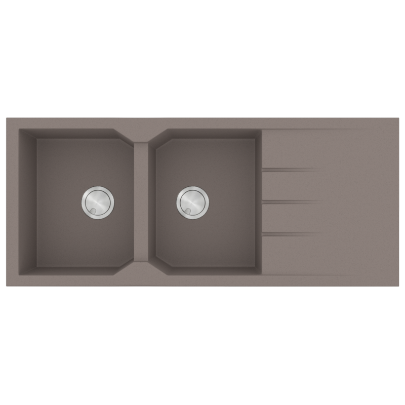 Νεροχύτης Κουζίνας Δύο Γούρνες & Ποδιά 116x50cm Ένθετος ερμάριο 80cm Sanitec Ultra Granite 800-34-Sienna