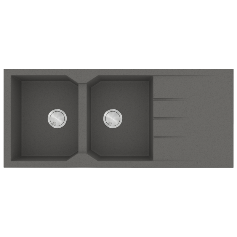 Νεροχύτης Κουζίνας 116x50cm Δύο γούρνες & Ποδιά Ένθετος Ερμάριο 80cm Sanitec ultra Granite 800-35-Pietra