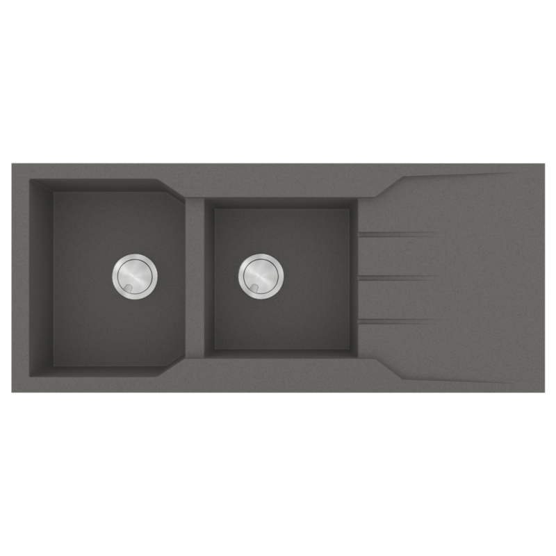 Νεροχύτης Κουζίνας 116x50cm Ένθετος Eρμάριο 80cm Δύο Γούρνες & Πoδιά Sanitec Ultra Granite 801-35-Pietra