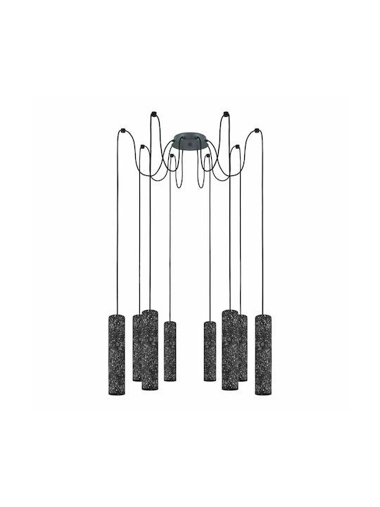 Μοντέρνο Κρεμαστό Φωτιστικό Ροζέτα Πεντάφωτη 18,5xH150cm 8xGU10 Ανθρακί Terazzo Eglo Mentalona 39824