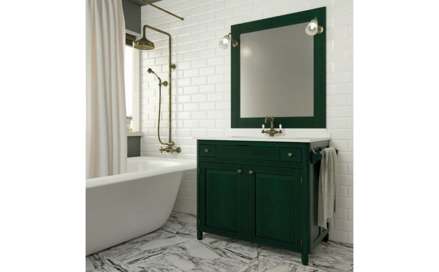 Έπιπλο Μπάνιου Μ97xΠ52xY82 cm Βάση, Πάγκος, Νιπτήρας, Καθρέπτης Δρυς Κυπαρισσί σε Κ/Π Θαλάσσης Savvopoulos Elegance Antique