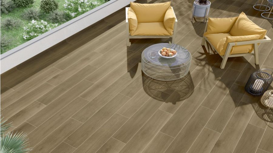 Πλακάκι Δαπέδου Τύπου Ξύλου Πορσελανάτο 23x120cm Boreal Deck Miel Mat