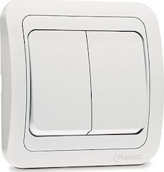 Διακόπτης Τοίχου Διπλός A/R Aller Retur Χωνευτός Λευκός Makel Mimoza 12026