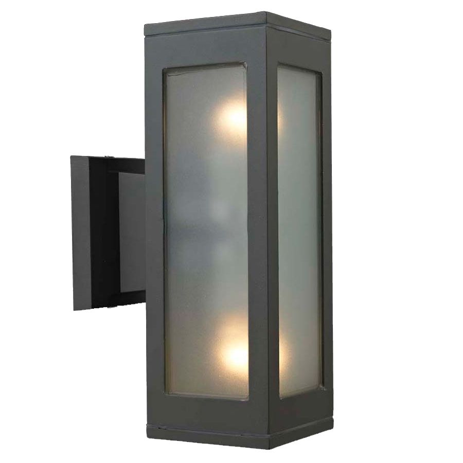 Απλίκα Επίτοιχη Εξ.Χώρου IP44 Υ26,5xM9xΠ15cm 2xE27 Χυτό Αλουμίνιο Γραφίτης-Γυαλί Sun Light A0240-1