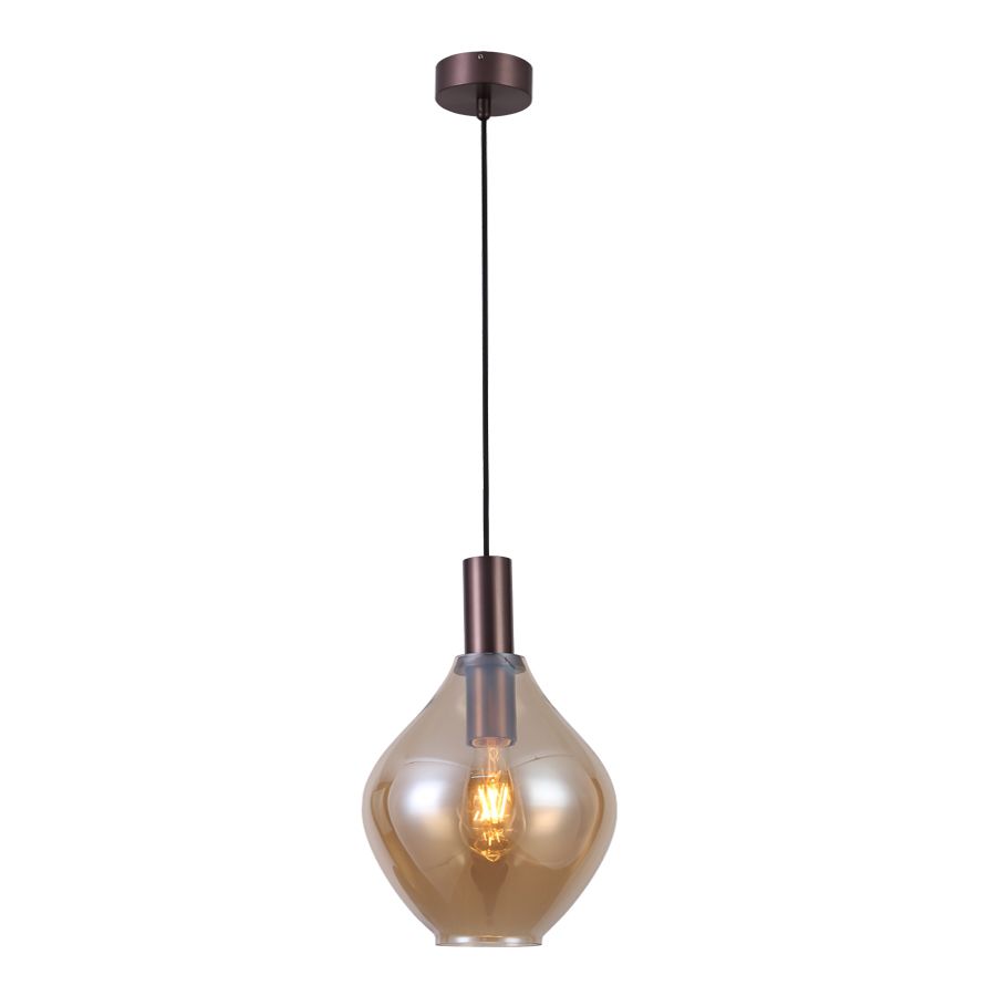 Φωτιστικό Κρεμαστό Μονόφωτο 25xH120cm 1xE27 Χειροποίητο Γυαλί Sun Light PEAR-1CH-CO