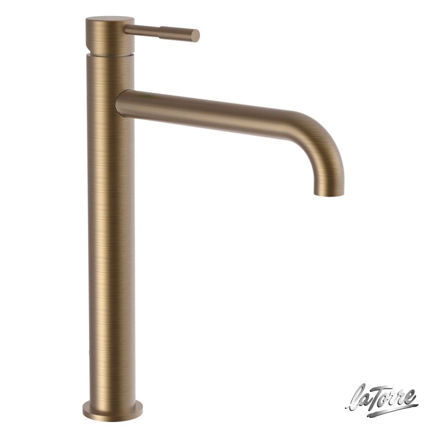 Μπαταρία Νιπτήρα Υψηλή με Βαλβίδα Clic-Clac Τech La Torre Antique Brass 12507-221