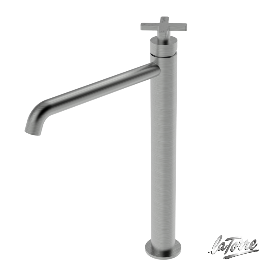 Μπαταρία Νιπτήρα Υψηλή με Βαλβίδα Clic-Clac Εlle Cross La Torre Inox 38016-110