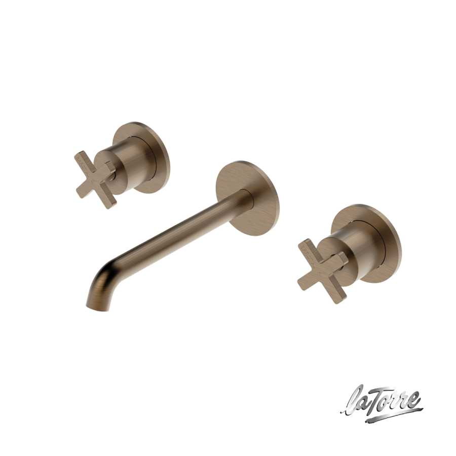 Μπαταρία Νιπτήρα Τοίχου 3 οπών Εlle Cross La Torre Antique Brass 38118-221