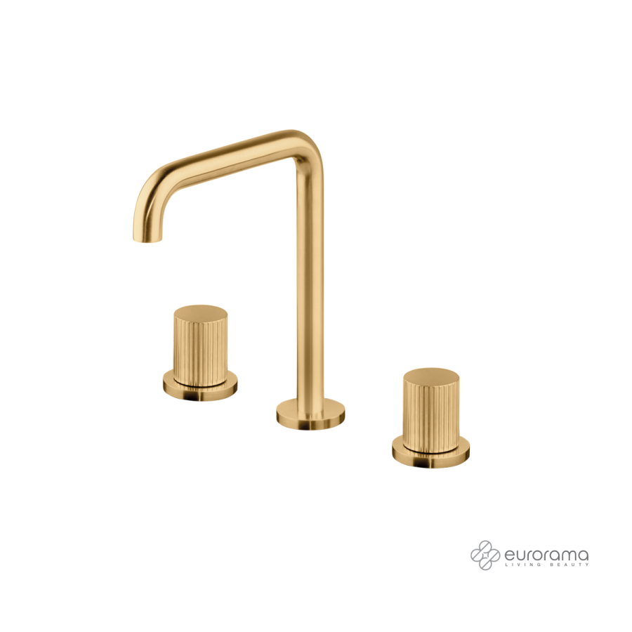 Μπαταρία Νιπτήρα Επικαθήμενη 3 οπών με Βαλβίδα Clic-Clac OSO Eurorama Brushed Gold 178331-201