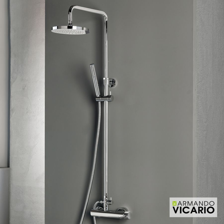 Μπαταρία Ντουζιέρας με Κεφαλή και Κολώνα ρυθμιζόμενου ύψους Industrial Vicario Chrome 512065-100