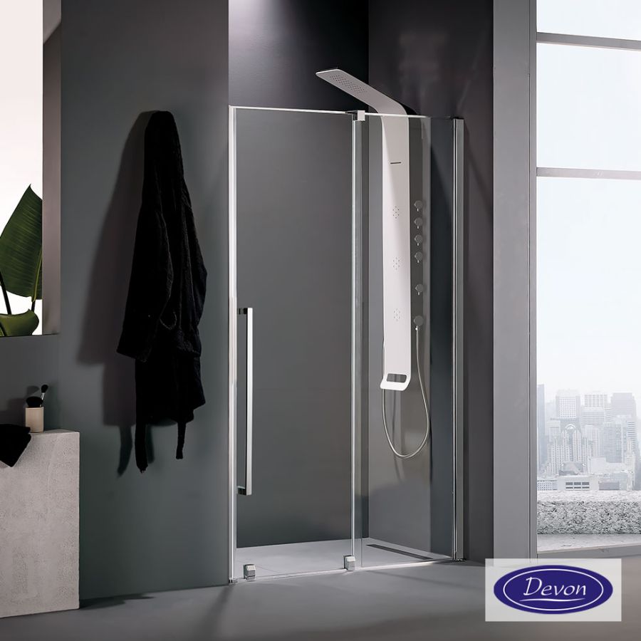 Συρόμενη πόρτα καμπίνας ντουζιέρας Breeze 140 ύψους 200εκ. ρυθμιζόμενη από 137 έως 141εκ. Devon Clean Glass Chrome BSL140C-100
