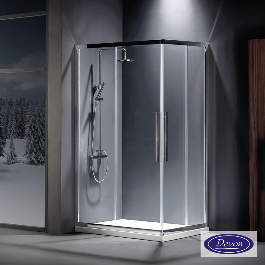 Καμπίνα ντουζιέρας Γωνιακής Εισόδου Corner Entry 120x80 (117-119 x 77-79 εκ.), Devon Flow Clean Glass Chrome CF12080C-100