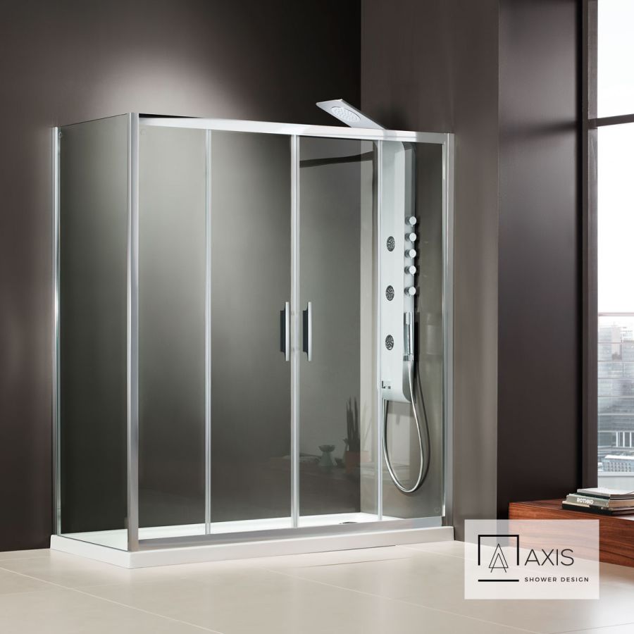 Συρόμενη διπλή πόρτα καμπίνας ντουζιέρας AXIS 180 ύψους 185εκ. ρυθμιζόμενη από 177 έως 181εκ. Clean Glass Chrome SL2X180C-100