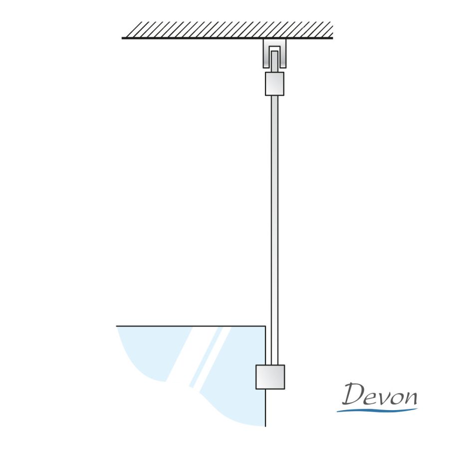 Βραχίονας Οροφής 100εκ. για στήριξη διαχωριστικού ντουζιέρας IWIS, Devon Black Matt VSA-400