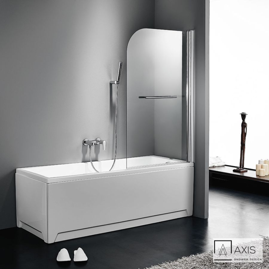 Διαχωριστικό μονόπτυχο μπανιέρας με Πετσετοκρεμάστα 85 εκ. ύψους 140εκ., AXIS Clear Chrome XG850T-100