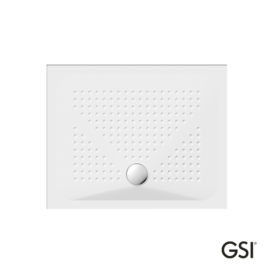 Ντουζιέρα Πορσελάνης Παραλληλόγραμμη 100x70 h.4 (4385) antislip Φ90 GSI White 471008-300