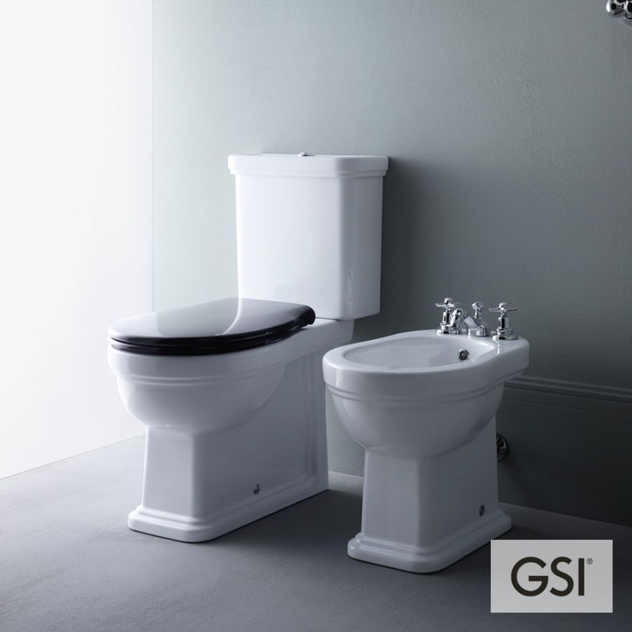 Λεκάνη Χαμηλής Πίεσης Πισωστόμια CLASSIC με κάλυμμα Soft Close MS87C Black, GSI White 871700NC-300