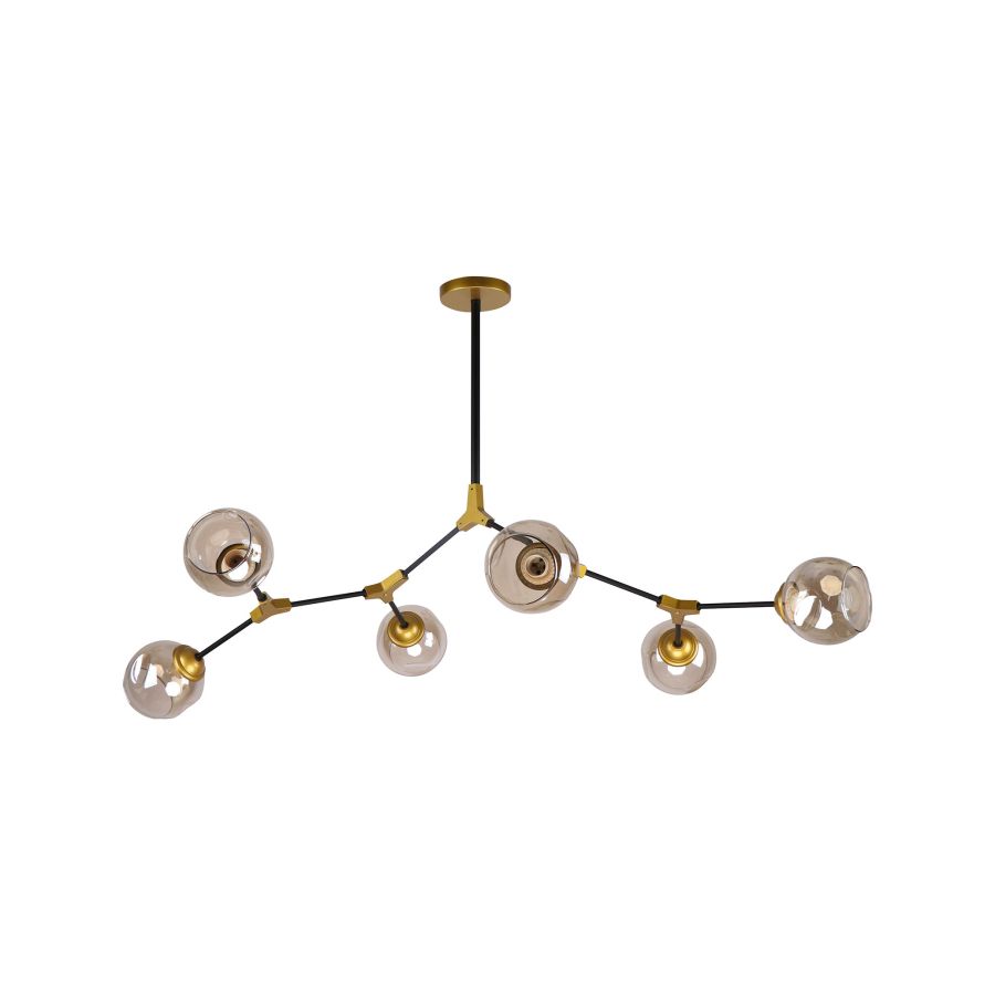 KQ 51454/6 CONELLY BLACK, BRASS AND HONEY PENDANT Ζ3 HOMELIGHTING 77-8106