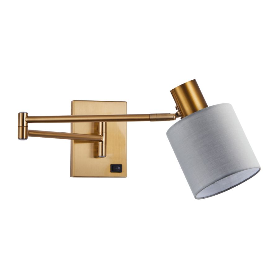 SE21-GM-52-SH3 ADEPT WALL LAMP Gold Matt Wall lamp with Switcher and Grey Shade+ HOMELIGHTING 77-8365