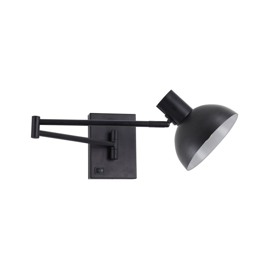 SE21-BL-52-MS3 ADEPT WALL LAMP Black Wall Lamp with Switcher and Black Metal Shade+ HOMELIGHTING 77-8385