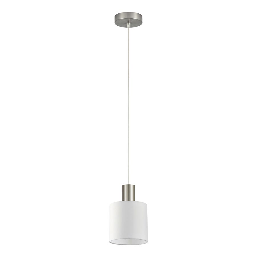 SE21-NM-4-SH1 ADEPT TUBE Nickel Matt Pendant White Fabric Shade+ HOMELIGHTING 77-8414