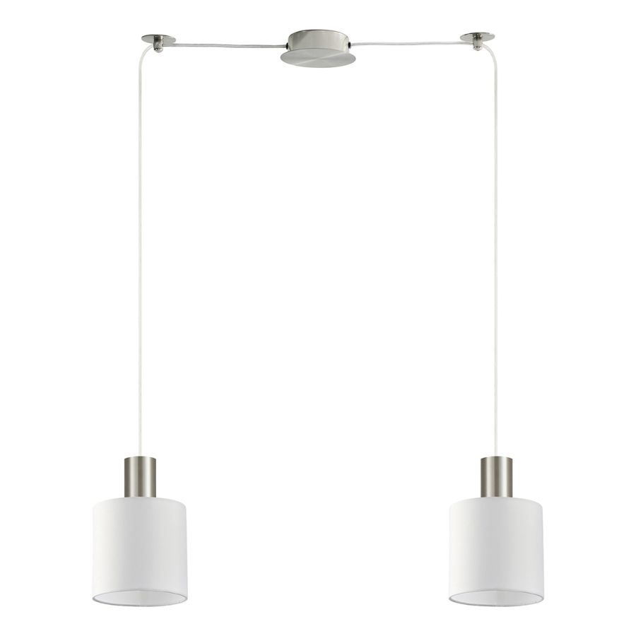 SE21-NM-4-NM2-SH1 ADEPT TUBE Nickel Matt Pendant White Fabric Shade+ HOMELIGHTING 77-8417