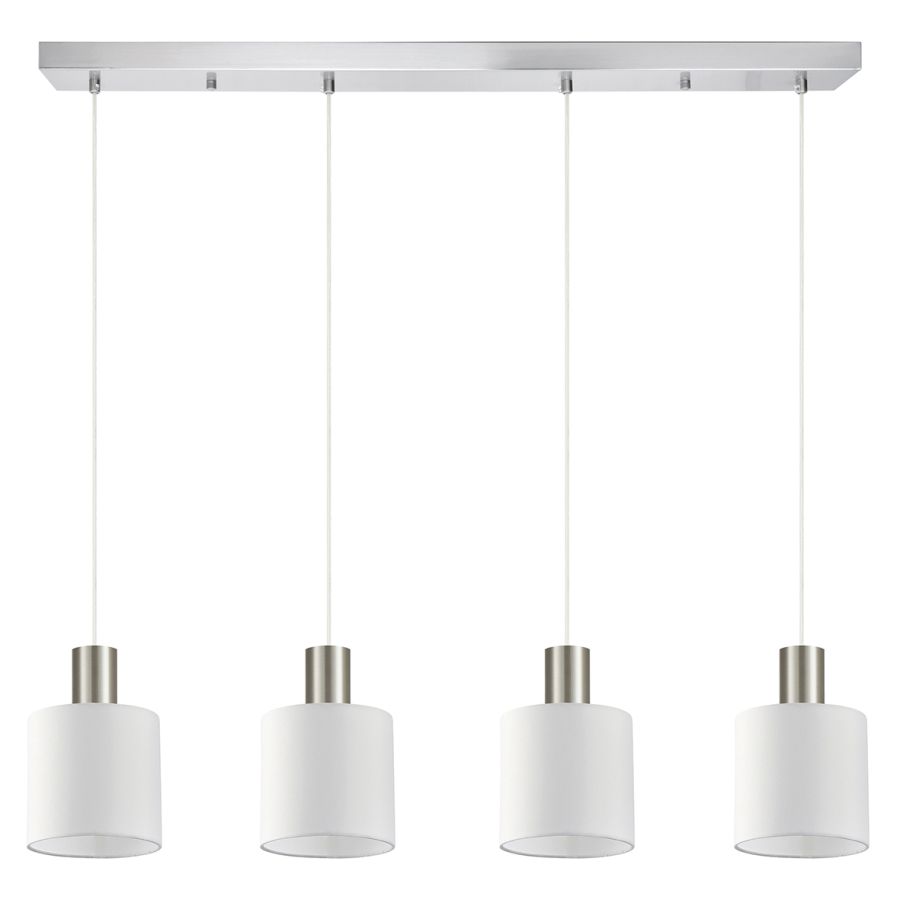 SE21-NM-4-4NM-SH1 ADEPT TUBE Nickel Matt Pendant White Fabric Shade+ HOMELIGHTING 77-8420