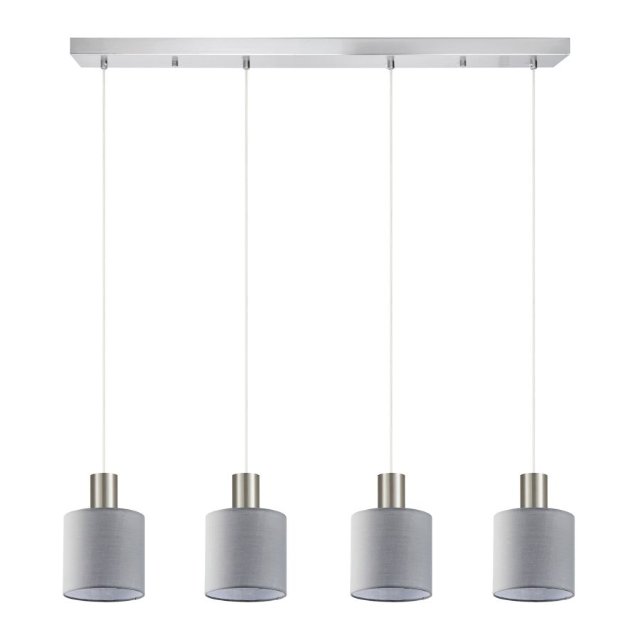 SE21-NM-4-4NM-SH2 ADEPT TUBE Nickel Matt Pendant Grey Fabric Shade+ HOMELIGHTING 77-8427