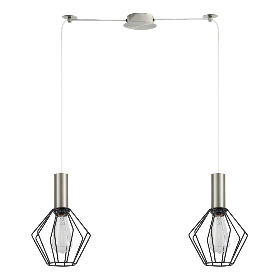 SE21-NM-4-NM2-GR1 ADEPT TUBE Nickel Matt Pendant Black Metal Grid+ HOMELIGHTING 77-8438