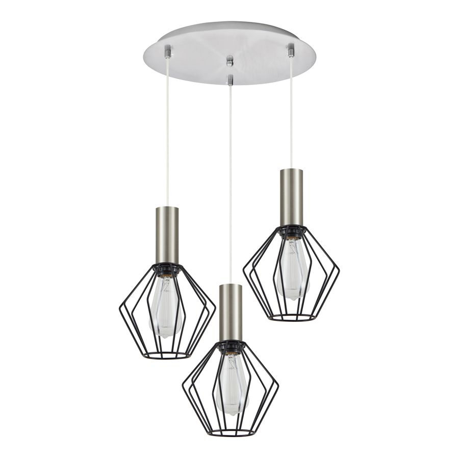 SE21-NM-4-3NM-GR1 ADEPT TUBE Nickel Matt Pendant Black Metal Grid+ HOMELIGHTING 77-8439