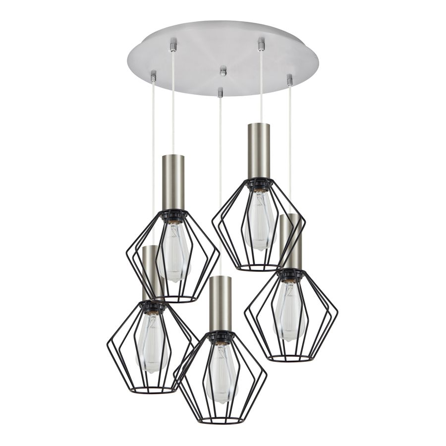 SE21-NM-4-5NM-GR1 ADEPT TUBE Nickel Matt Pendant Black Metal Grid+ HOMELIGHTING 77-8440