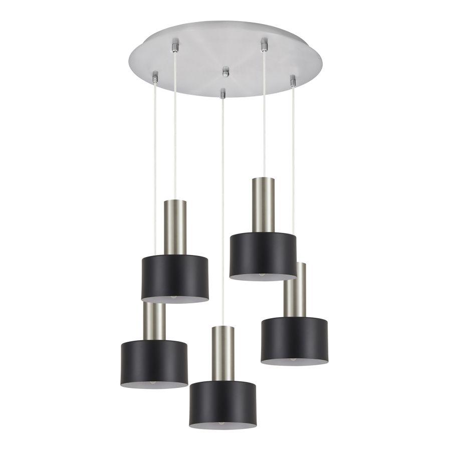 SE21-NM-4-5NM-MS1 ADEPT TUBE Nickel Matt Pendant Black Metal Shade+ HOMELIGHTING 77-8454